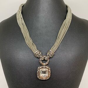 Designer Inspired Celtic Silver Tone & Crystal Necklace